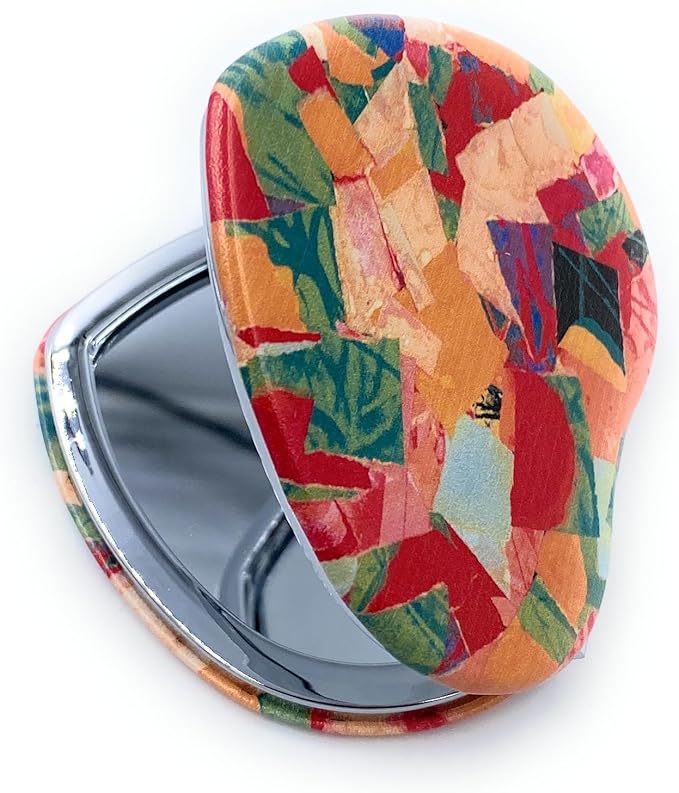 Compact Mirror Heart Shape Pocket Mirror Floral Purse Mirror Small Travel Mirror Abstractive Art Print Meaningful Gift for Women