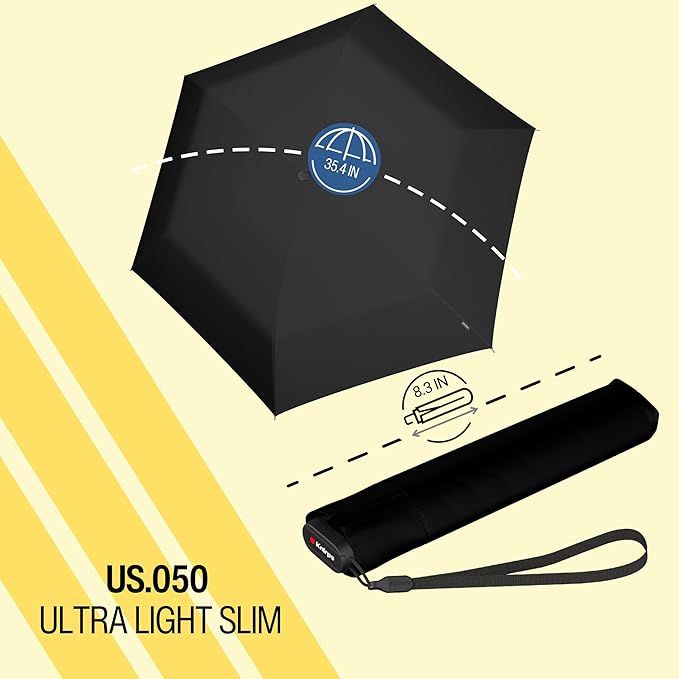 Knirps US.050 Ultra Light Pocket Size Manual Rain Umbrella with Carrying Case
