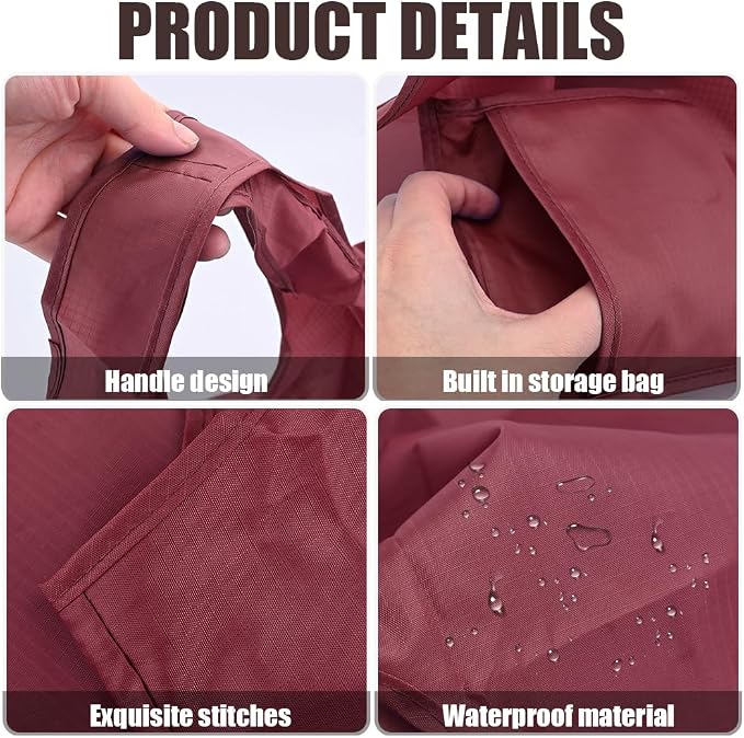 Large 50lbs Heavy Duty Reusable Foldable Grocery and Shopping Tote Bags - Washable Polyester Bags in Pocket