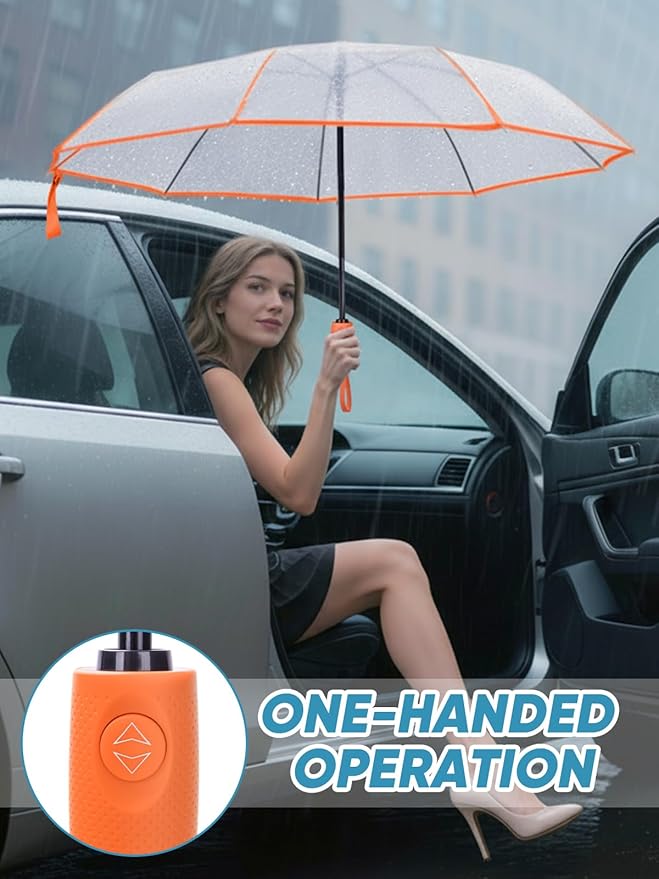 PTEROMY Windproof Travel Umbrellas for Rain and Sun, Withstands 85MPH Winds Auto Open Close Folding Umbrella with Ergonomic Handle, Quick Dry Canopy for Commuting or Backpack