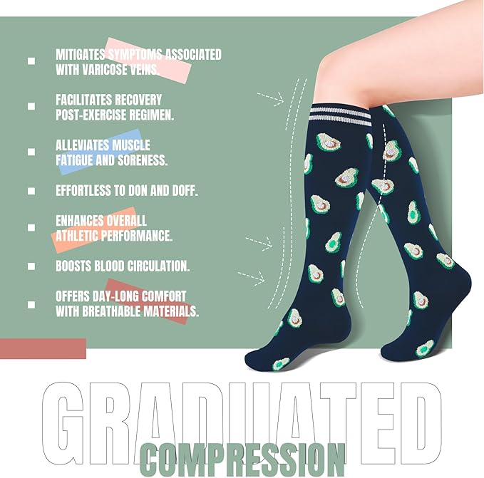cerpite Compression Socks for Women & Men Circulation 8 Pairs Compression Socks 20-30 mmhg Best for Running,Nurse,Travel