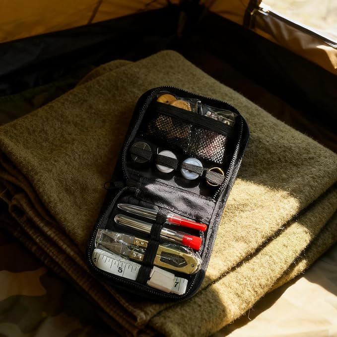 Military Sewing Kit for Adults, Army Emergency Survival Sewing Kit with Buttons for Men Women, Nylon Portable Small Sew Kits Repair Tools for Travel Field EDC & Outdoor Use (Black)