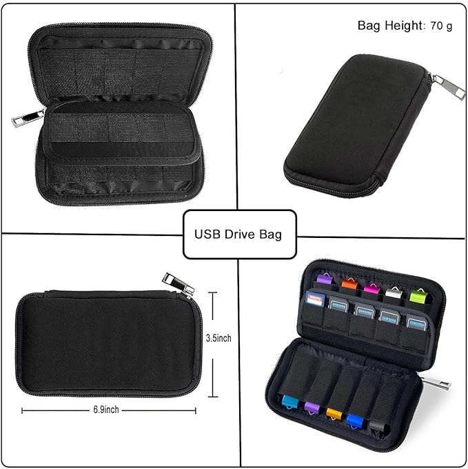 USB Flash Drive Case 20 Slots with Labels TATMOHIK USB Storage Case Thumb Drive Holder case USB Organizer Storage Bag Electronic Accessories Organizer for 10 Memory Cards and 10 USB Memory Sticks