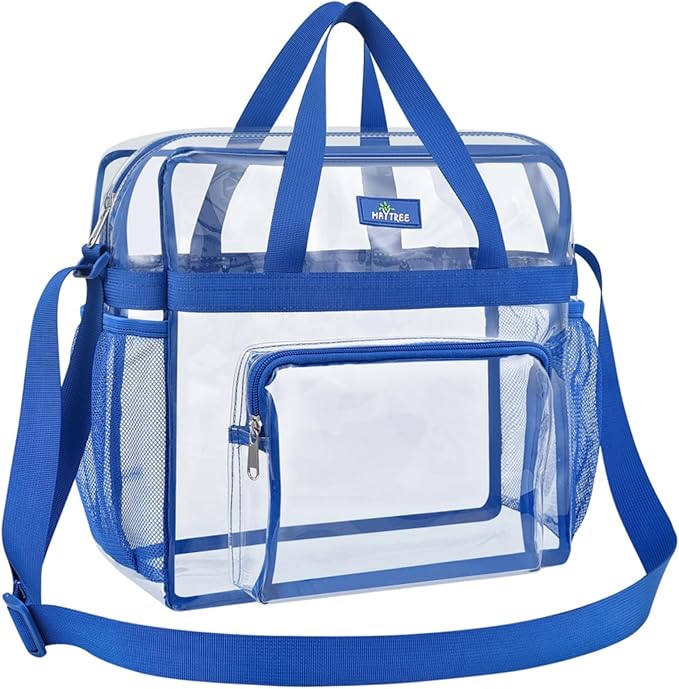 Bagenius Clear Tote Bag Stadium Approved, Game Day Satchel Bag with ‌Non-detachable Reinforced Strap for Concert, Work, Sport