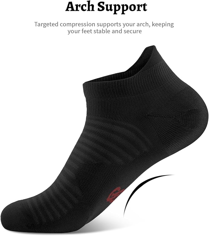 Compression Running Ankle Socks (6 Pairs) for Men & Women, Running Socks With Arch Support