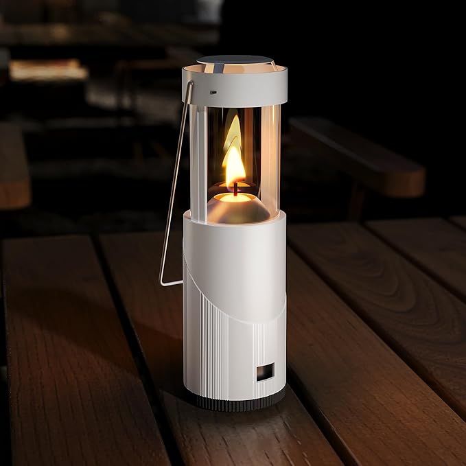 15Hour+ Long Burning Mini Candle Lantern for Real Candles, Outdoor Camping Emergency Lighting, Portable Survival Lantern for Power Outages w/ Storage Bag - White, 1Pack