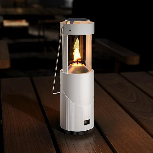 15Hour+ Long Burning Mini Candle Lantern for Real Candles, Outdoor Camping Emergency Lighting, Portable Survival Lantern for Power Outages w/ Storage Bag - White, 1Pack