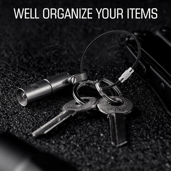 CooBigo 20Pack 10" Large Wire Key Chain Rings Big Cable Keychain 2mm Stainless Steel Wire Luggage Tag Loops Car Keyrings Women Bracelets Beads (Black, Metal)