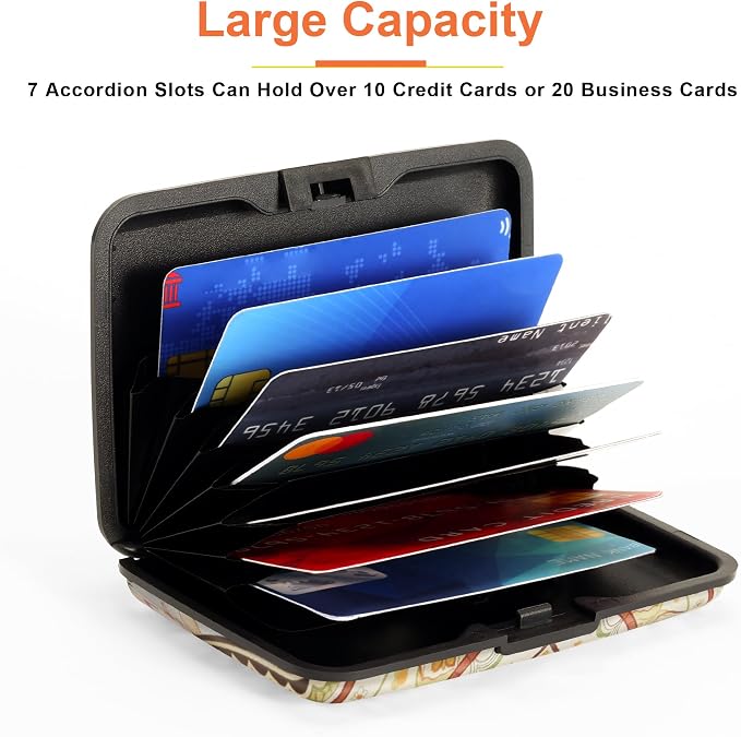 Mayski 2 Pack Credit Card Holder for Women, RFID Blocking, Yellow Mandala Aluminum Alloy Hard Case, Small Mini Business Metal Wallet for Men