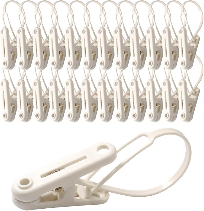 PHOBA Premium Baby Clothes and Pants Clips 48 Pack, Modern Non-Slip Hanger Clips for Nursery Organization, Space-Saving Slim Design for Toddler Laundry, Socks, and Travel, Beige and White Mix.