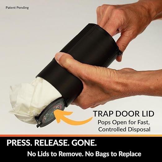 Trash Trapper Car Trash Can Cup Holder | Mini Car Trash Can | Fits in Most Doors | 5.1" x 2.9" | Traps More & Empties Less, Patent-Pending Compaction, Gifts for Men, Black