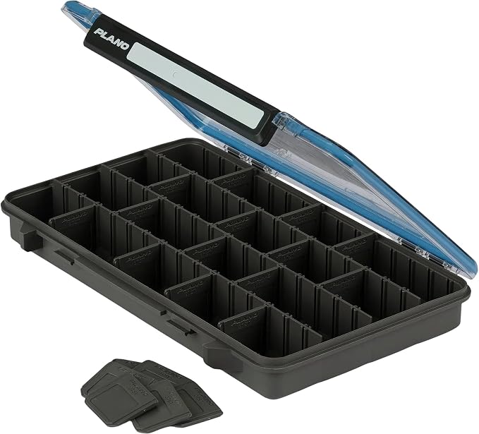 Plano StowAway 3700 Waterproof Stow Tackle Box, 4-Pack, IPX7 Waterproof Rating, with Rustricor, Single Latch Design, Transparent DuraView Lid, Stackable Storage for Fishing Bait, Lures and Gear