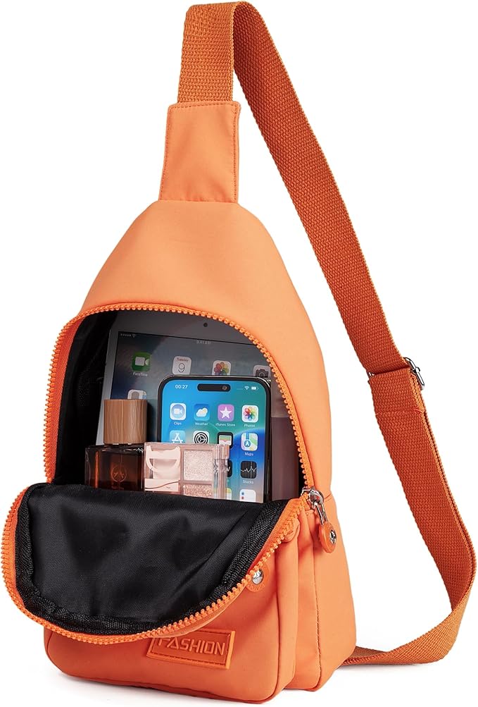 Banelu Small Sling Backpack Crossbody Bags for Women Men, Small Sling Bag Cross Body Bag Fanny Packs Crossbody Purses - Orange