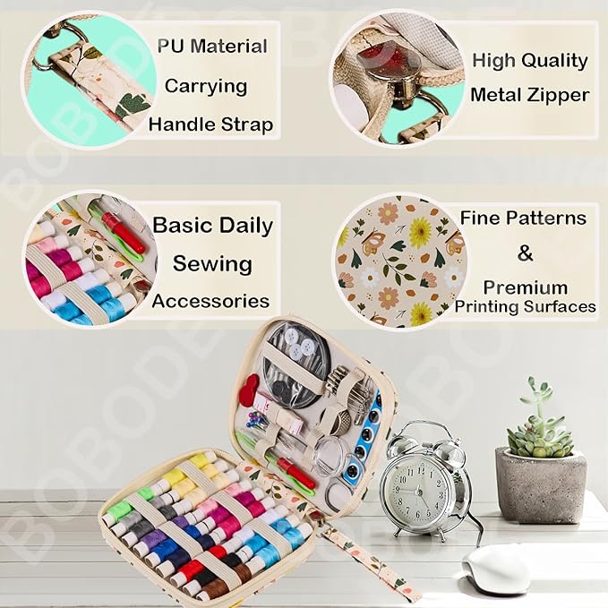 Basic Travel Sewing Kit for Adults,Beginnersc,Emergency | Butterflies Printing Cute Sewing Kit Professional Portable Sewing Supplies
