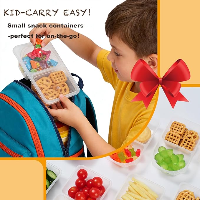 20 Pack 10 OZ Reusable Snack Containers with Lids,Disposable 2-Compartment Snack Pack Containers,Meal Prep Containers for Adults,Sauce Food Container Portion Control Containers for Travel Picnic Work