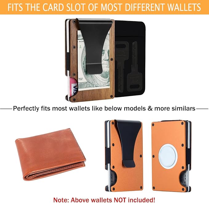Flat Thin Wallet Key Holder - Credit Card Size, Minimalist Slim Key Organizer Sleeve (Black)