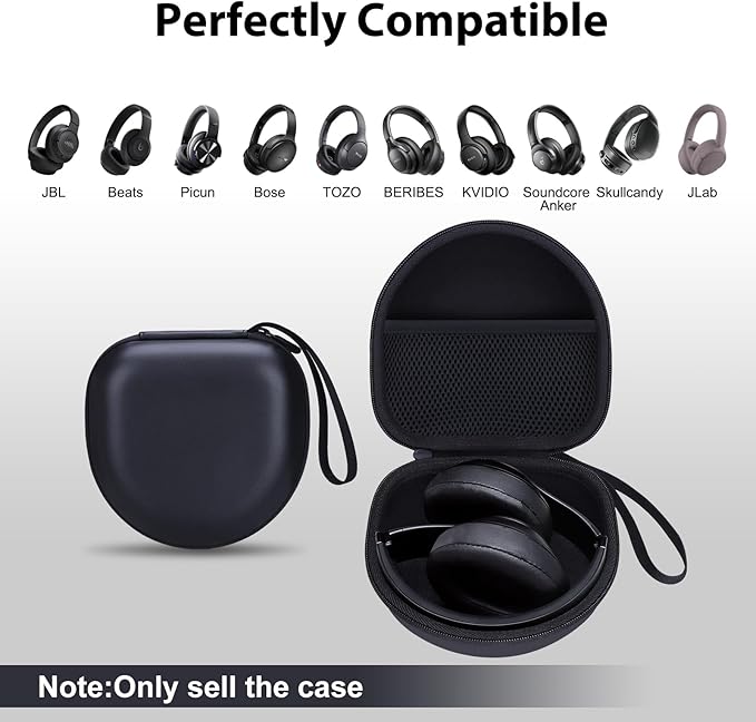Headphone Case Compatible with JBL/Beats/BERIBES/Jlab/Picun/TOZO/KVIDIO/Soundcore Anker/Skullcandy Noise Cancelling Over-Ear Headphones, Pearl Black