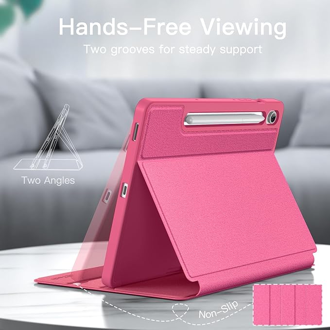 JETech Case for Samsung Galaxy Tab S10 Lite / S10 FE / S9 FE 10.9-Inch with S Pen Holder, Slim Folio Stand Protective Tablet Cover, Multi-Angle Viewing (Pink)