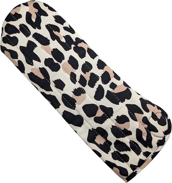 Case/Cover [Heat Resistant] for Curling Irons, Flat Irons or Straighteners, and Styling Irons, Silicone Coated Lining and Quilted Cotton Pouch for Travel, Gym, or Home [Cheetah]