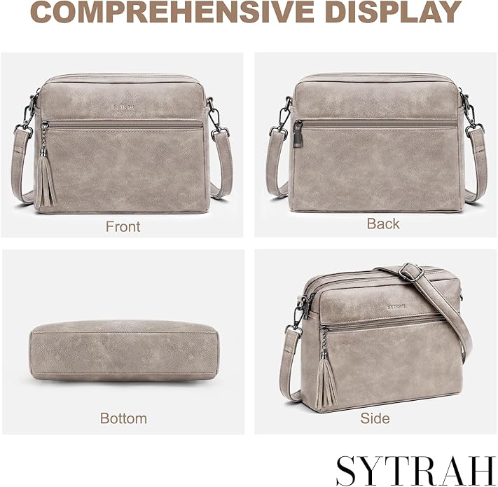 SYTRAH Anti-Theft Crossbody Purse for Women, Crossbody Shoulder Bag with Built-in Wallet & RFID Blocking for Travel Workout