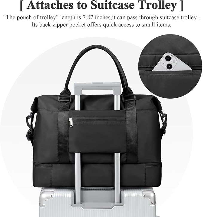 Travel Duffel Bag with Shoes Compartment, Overnight Weekender Bags for Women,Carry on Personal Item Bag,Medium Size