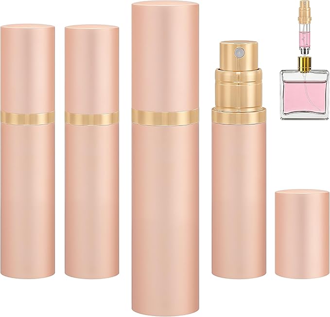 3Pcs 5ml Travel Perfume Atomizer Refillable, Mini Cologne Spray Bottle Empty, Perfume Spray Bottle, Fragrances Atomizer, Cologne Atomiser (Rose Gold - 3)