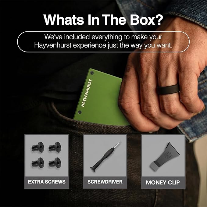 Hayvenhurst Wallet for Men - Slim RFID Blocking Metal Wallet with Money Clip, Minimalist Front Pocket Credit Card Holder, Small Mens Wallet | Reinvented Design