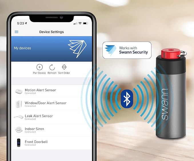 Swann ActiveResponse Mobile Personal Safety Alarm - 110dB Loud Emergency Siren with SMS Alerts & Mobile Connectivity, Long Battery Life, Smart SOS Safety Alarm, Key Chain, MPRS