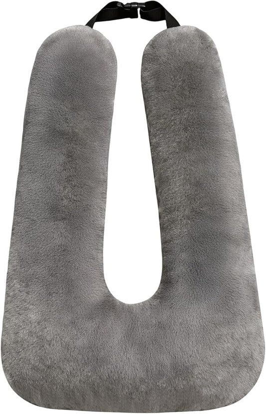 Car Pillow for Kids, Travel Pillow for Car, Car Sleeping Pillow for Kids and Adults with Adjustable Strap, Car Travel Essentials, Road Trip Pillow for Head and Neck Support,Grey