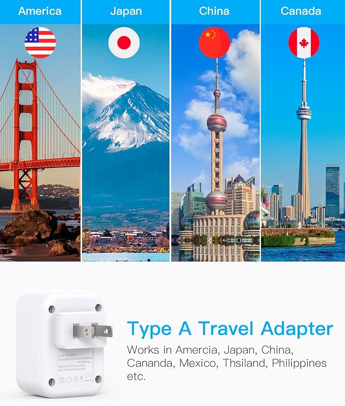 US to Japan Plug Adapter, HANYCONY Japan Power Adapter with 2 Outlets 3 USB Ports(2 USB C), Travel Plug Adapter for Amercian USA to Japanese China Canada Mexico Philippines Peru, 2 Pack