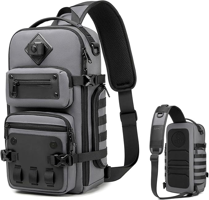 OZUKO Tactical Sling Bags for Men, Waterproof Crossbody Shoulder Backpack，Men's Chest Bags for Travel, Hiking, Everyday Carry