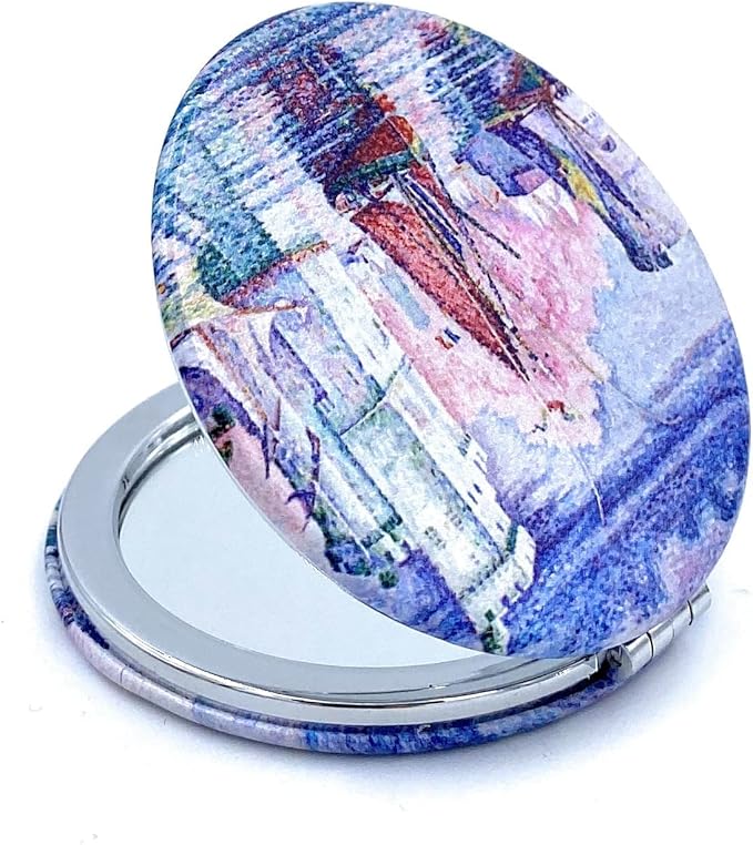 Mirror Small Fold Pocket Makeup Mirror Purple Cosmetic Mirror Handheld Variety Paul Signac Print Great Wedding Gift