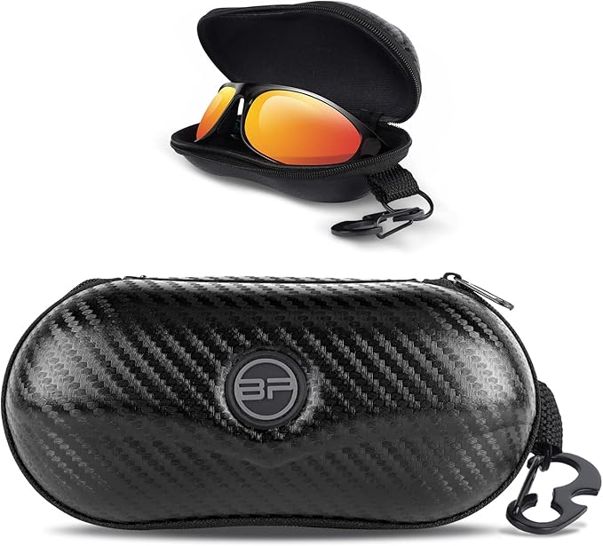BLUPOND Sunglasses Case Semi Hard EVA Shell with Metal Hanging Hook Belt Clip Sun Glasses Storage