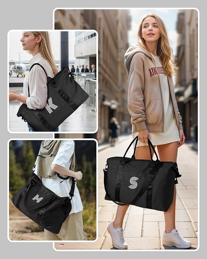 Birthday Gifts for Women,Initial Travel Duffel Bag, Sports Gym Bag, Personalized Weekender Bag，Overnight Bag for Women， Gifts for Women Mom Gifts Teacher Gifts (Letter C)