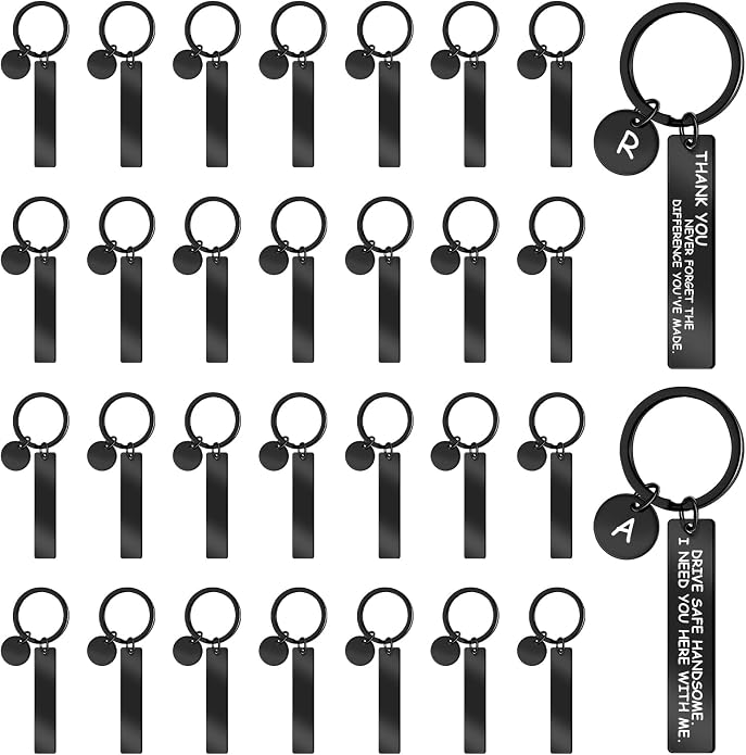 Gisafai 30 Pcs Laser Engraving Stainless Steel Keychain Blanks Engravable Metal Keychains for Graduation Crafts DIY Gifts