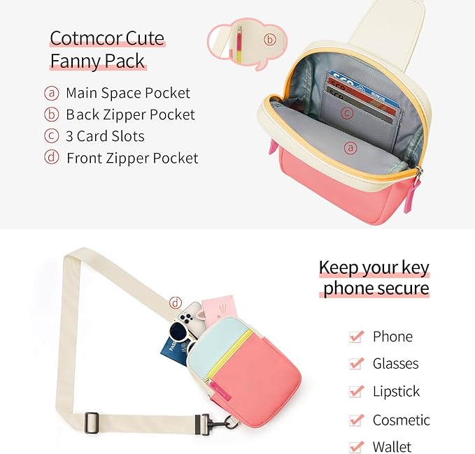 Birthday Gifts for 8 9 10 11 12 Year Old Teens Girls Kids, Fanny Pack Crossbody Bag Sling Belt Bags Purse, Dorm Travel Essentials for Girls Fashion, Preppy Tween Teen Girl Gift Trendy Stuff