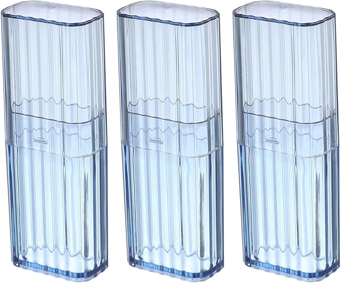 3 Pieces Portable Cotton Swab Holder Mini Dental Floss Storage Box Travel Cotton Swab Case Floss Pick Dispenser Travel Storage Case for Floss Sticks Cotton Swabs Hair Accessories, Clear-Blue