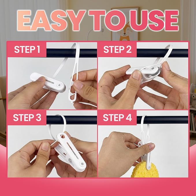 PHOBA Premium Baby Clothes and Pants Clips 48 Pack, Modern Non-Slip Hanger Clips for Nursery Organization, Space-Saving Slim Design for Toddler Laundry, Socks, and Travel, Beige and White Mix.