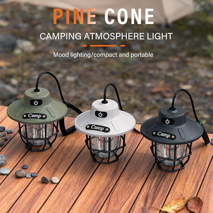 1200 Lumens Camping Lantern, Rechargeable LED Tent Light with 4 Light Modes, USB Portable Outdoor Flashlight for Camping, Hiking, Emergencies, Power Outages, SOS（Black）