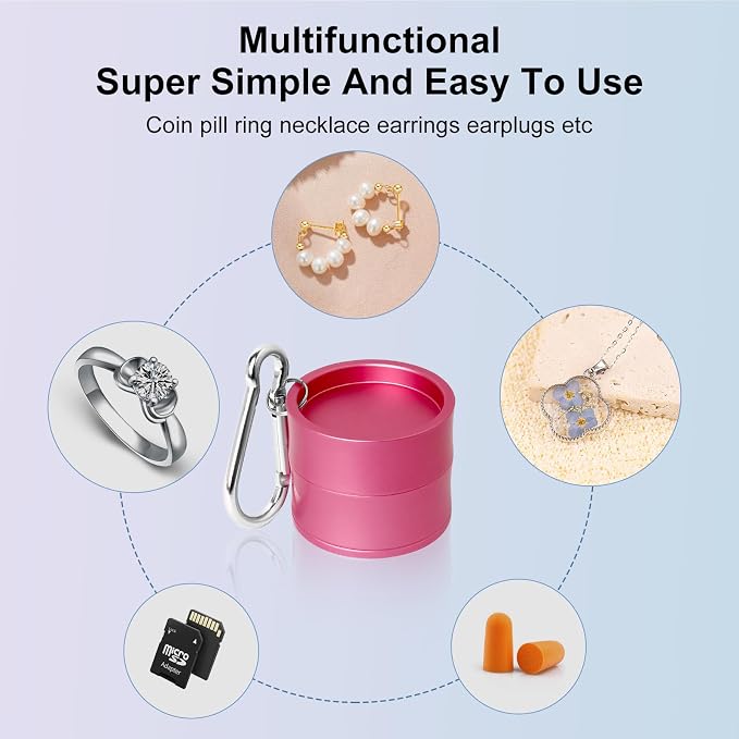Mini Travel Ring Holder Keychain, Portable Jewelry Holder Keychain with Protective Sponge, Small Necklace Earrings Case for Gym Sports Bag Purse