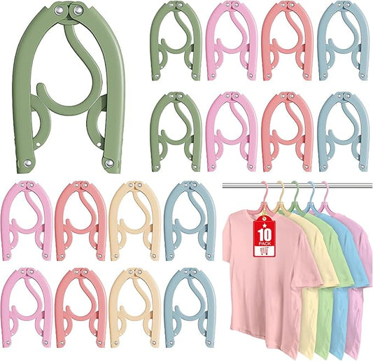 10 Pcs Travel Hangers Portable Foldable Travel Hanger Organizer, Plastic Cruise Ship Accessories Essentials 2026 Clothes Hanging Rack Folding Hangers for Travel Camping Fly RV Europe Suitcase, Multi