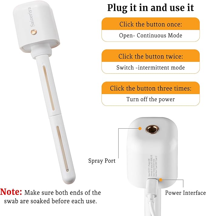 Mini Humidifier, Portable Humidifiers for Travel, White Small Personal Mist Maker with USB Use Quiet Air Diffuser with Adjustable Length for Car Bedroom Office Use