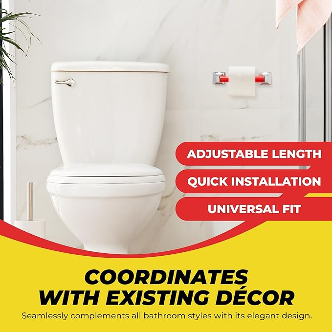 Qualihome RED Universal Plastic Spring Loaded Toilet Paper Roll Holder Replacement Rod, RED Toilet Paper Roll Replacement Rod