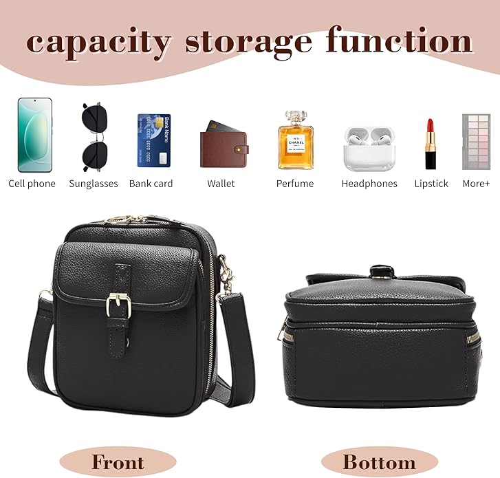 Leather Crossbody Bags for Women Travel Small Crossbody Purse Anti Theft Waterproof Bum Bag with Built in Wallet