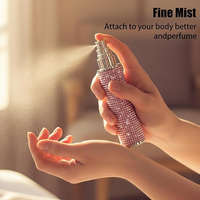 Portable 10ML Perfume Travel Refillable Bottle 3PCS, Bling Bling Crystal Rhinestones Travel Size Perfume Refill Atomizer Bottle,Mini Spray Bottle Empty for Refill