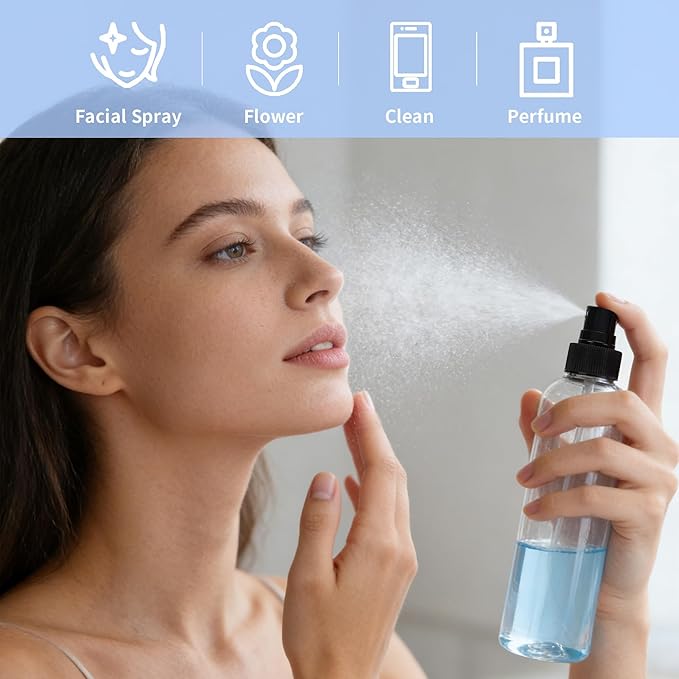 36 Pack Clear Plastic Spray Bottles 8 oz Spray Bottle Fine Mist Cleaning Spray Bottles Transparent 8 oz Empty Sprays Bottle Bulk for Travel, Essential Oils (Black,Clear)