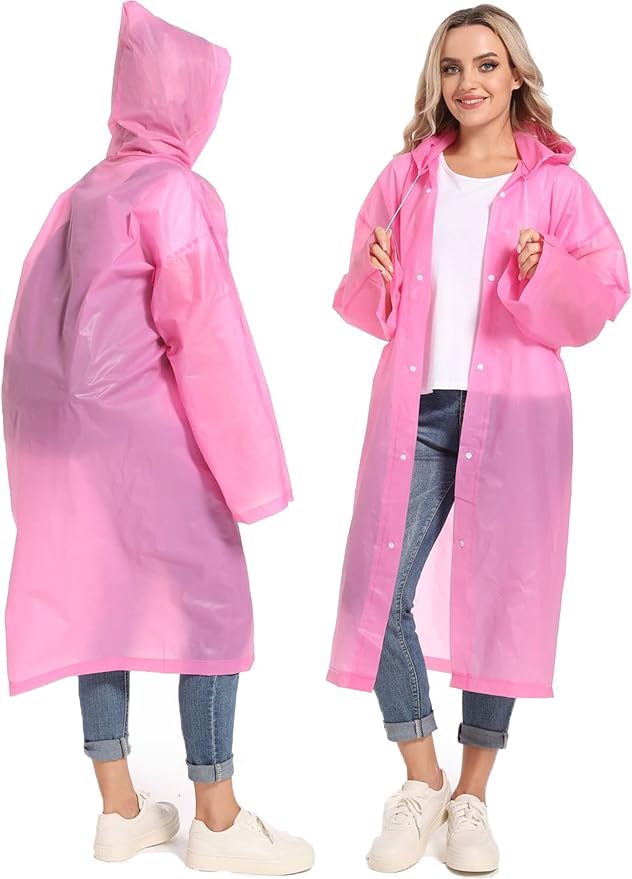 2PCS Rain Ponchos for Adults Reusable Rain Coats for Adults Rain Jackets Raincoats for Men Women