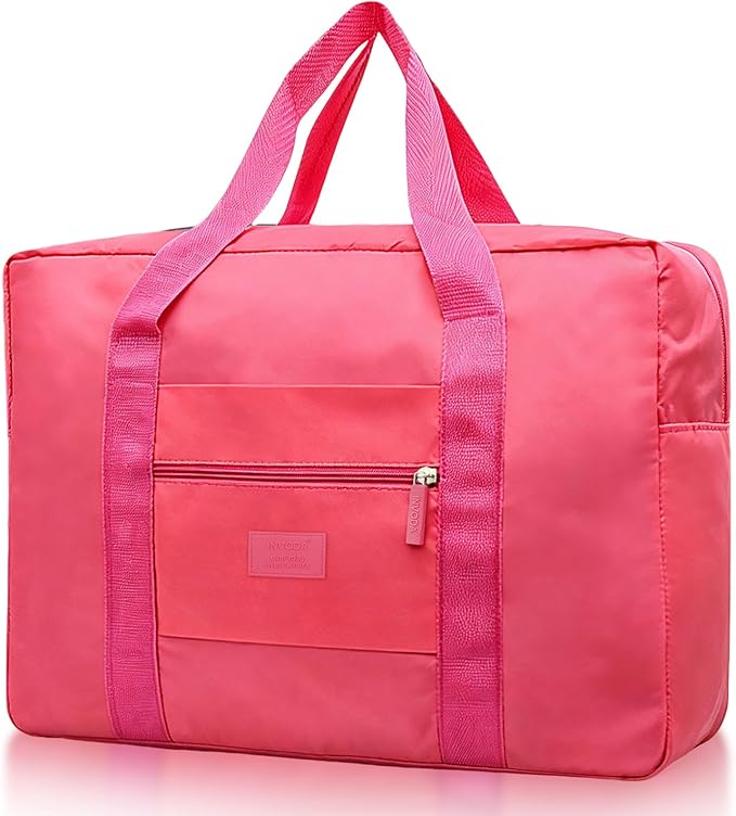 INVODA Travel Bag for Women Foldable Carry on Duffel Bag Waterproof Tote Weekender Luggage Bag (Red)