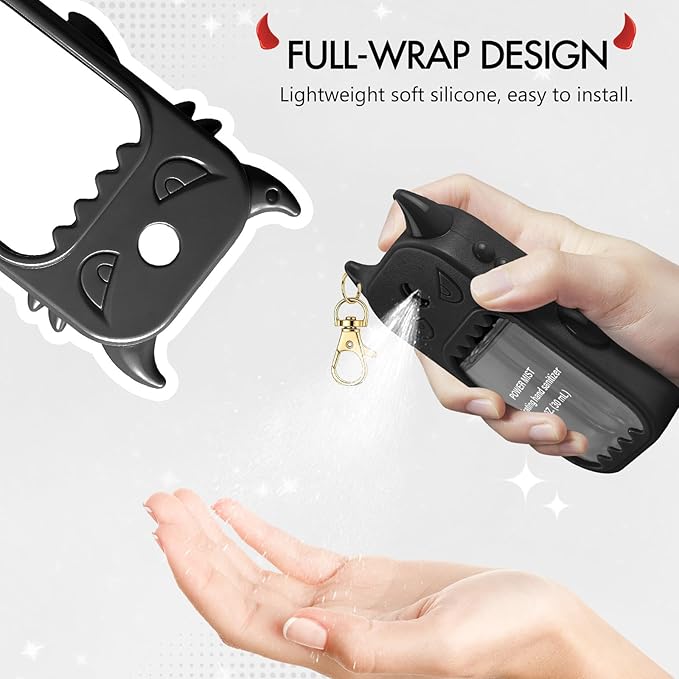 JAMIEWIN Spray Hand Sanitizer Silicone Case Compatible with Touchland Hand Sanitizer 1 FL OZ Holder Accessory with Keychain
