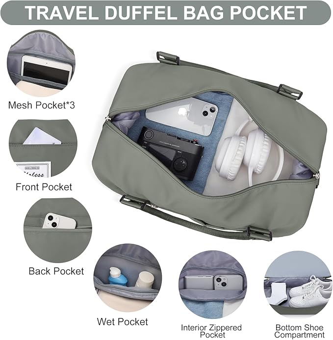 Weekender Bags for Women,Travel Duffle Overnight Bag with Shoe Compartment,Personal Item Carry On Bag,Gym Bag,3 Pcs Set